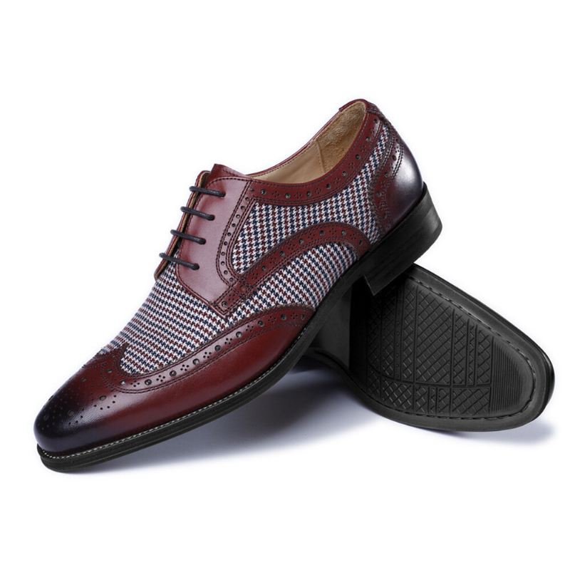 Miesten Brogue Splicing Business Formal Lace Up Oxfords-kengät