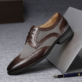 Miesten Brogue Splicing Business Formal Lace Up Oxfords-kengät