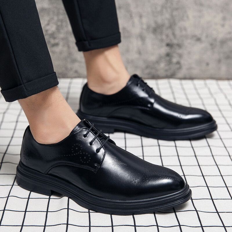 Miesten Nahkaiset Hengittävät Mukavat Teräväkärkiset Vintage Oxford Casual Business-kengät