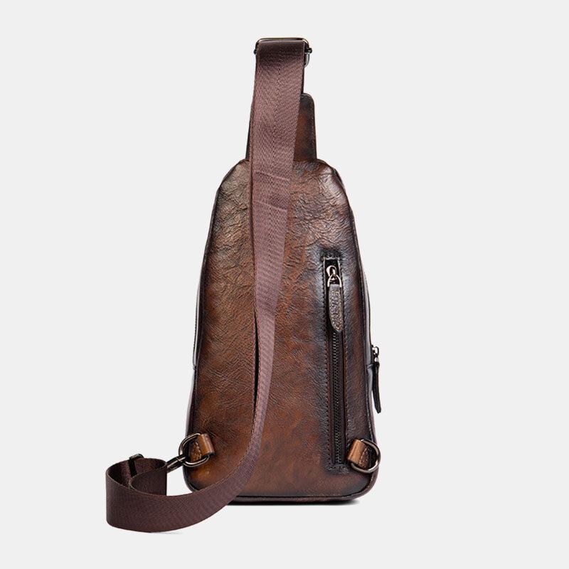 Ekphero Miesten Ensimmäisen Kerroksen Lehmännahkainen Monitaskuinen Varkaudenesto Rintalaukku Messenger Bag Crossbody Olkalaukut