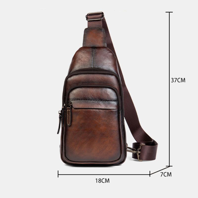 Ekphero Miesten Ensimmäisen Kerroksen Lehmännahkainen Monitaskuinen Varkaudenesto Rintalaukku Messenger Bag Crossbody Olkalaukut