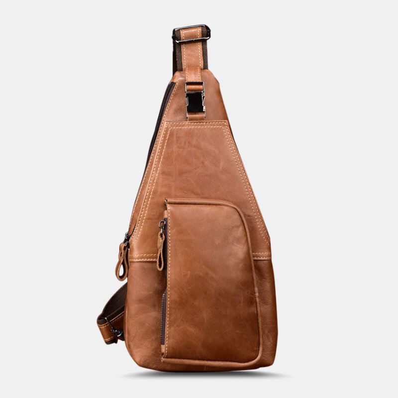 Miesten Aito Nahka Monitaskuinen Varkaudenesto Rintalaukku Retro Wear Vedenpitävä Crossbody Laukku