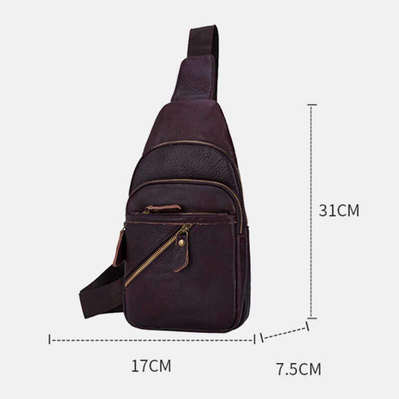 Miesten Aitoa Nahkaa Monikerroksinen Kevyt Crossbody Laukku Rintalaukku Sling Bag