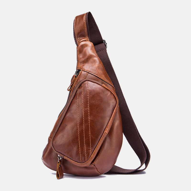 Miesten Aitoa Nahkaa Monitaskuinen Retro 9 Tuuman Suuri Tilavuus Vedenpitävä Puhelimen Rintalaukut Crossbody Laukku