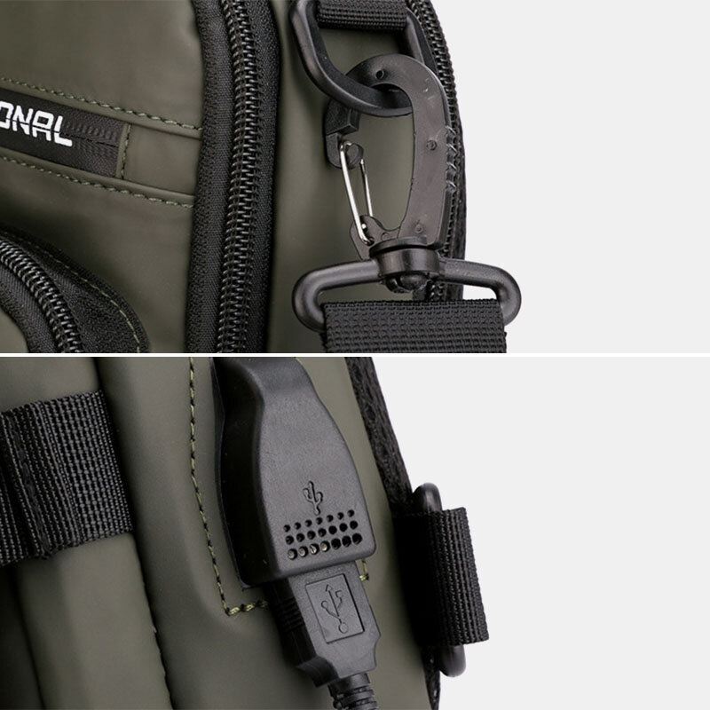 Miesten Casual Monitoiminen Vedenpitävä Nylon Rintalaukku Monitaskuinen Crossbody Laukku Olkalaukku