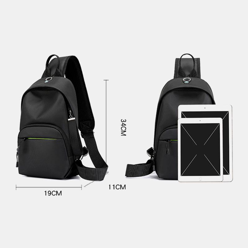 Miesten Nailoninen Kuulokeaukko Vedenpitävä Ulkona Oleva Crossbody Laukku Rintalaukku Sling Bag