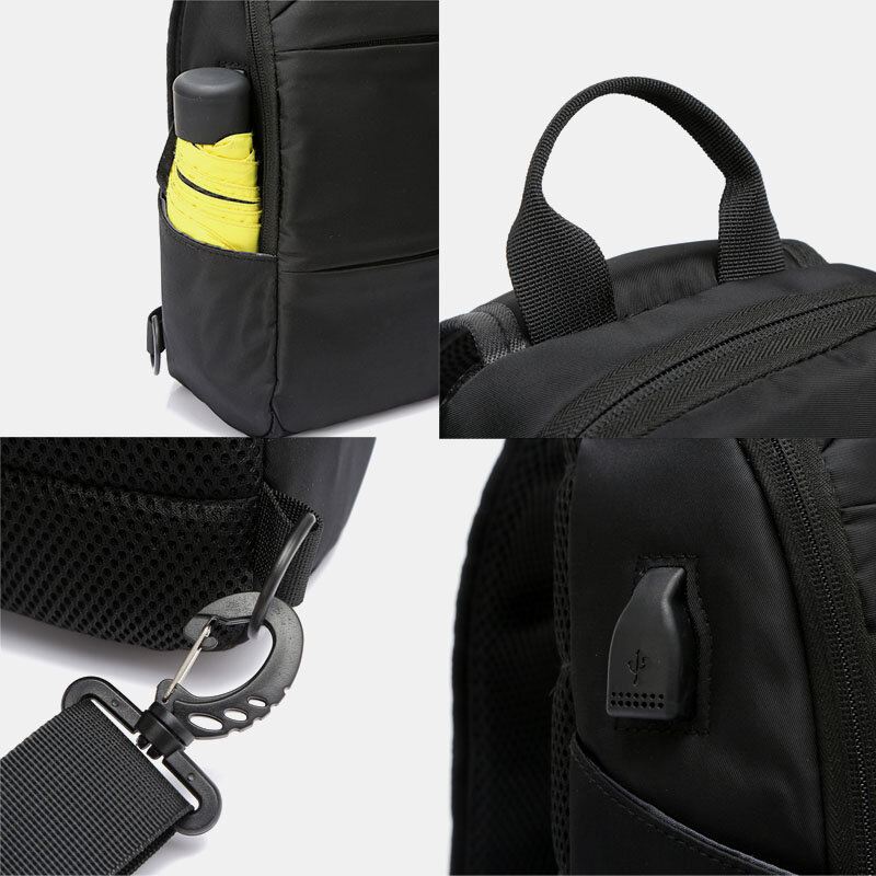 Miesten Oxford Suuren Kapasiteetin Usb-lataus Monikerroksinen Vedenpitävä Crossbody Bag Rintalaukku Sling Bag