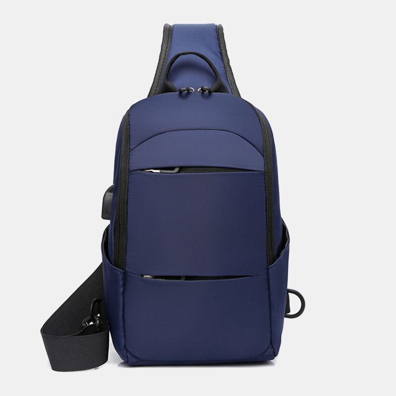 Miesten Oxford Suuren Kapasiteetin Usb-lataus Monikerroksinen Vedenpitävä Crossbody Bag Rintalaukku Sling Bag