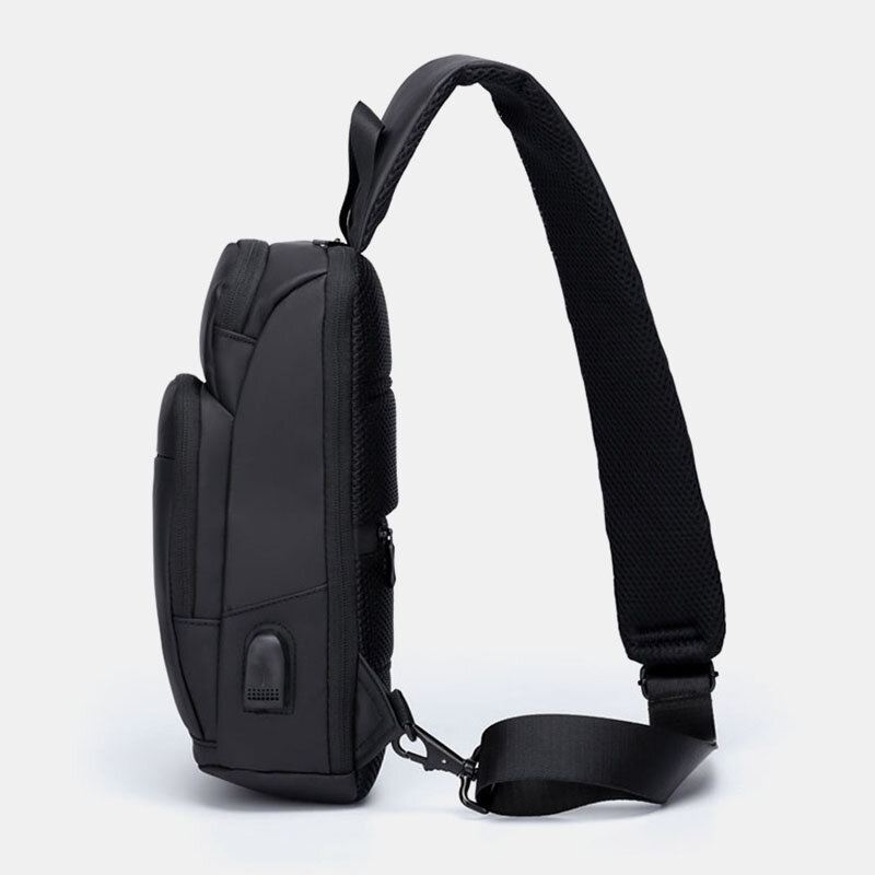 Miesten Oxford Suuren Kapasiteetin Usb-lataus Rintalaukku Muoti Rento Villi Bussikortti Tasku Design Crossbody Laukku Olkalaukku