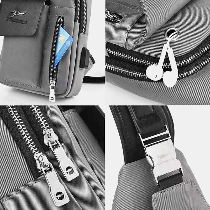 Miesten Oxford Usb-latauskuulokkeiden Reikämuotoilu Rintalaukku Monitoiminen Monitaskuinen Vedenpitävä Crossbody Olkalaukku