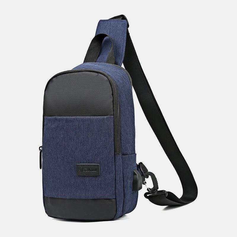 Miesten Oxford Vedenpitävä Suurikapasiteettinen Usb-lataus Rintalaukku Messenger Crossbody Bag