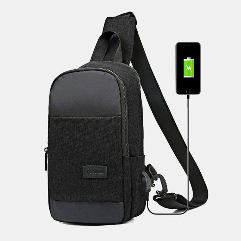 Miesten Oxford Vedenpitävä Suurikapasiteettinen Usb-lataus Rintalaukku Messenger Crossbody Bag