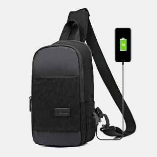 Miesten Oxford Vedenpitävä Suurikapasiteettinen Usb-lataus Rintalaukku Messenger Crossbody Bag