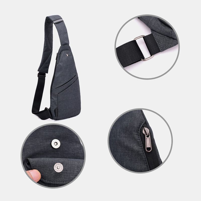 Miesten Polyesteri Suuri Tilavuus Monitaskuinen Vedenpitävä Rento Crossbody Laukku Rintalaukku Sling Bag