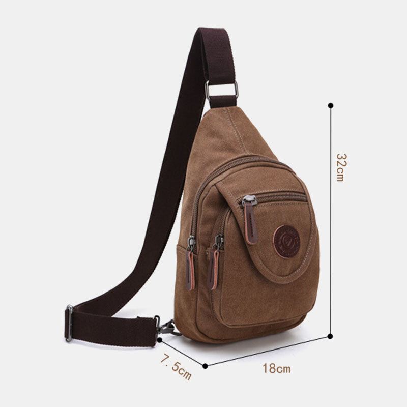 Miesten Retro Canvas-suuren Kapasiteetin Rintalaukku Vapaa-ajan Kulumista Kestävä Vedenpitävä Crossbody Laukku Olkalaukku