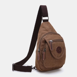 Miesten Retro Canvas-suuren Kapasiteetin Rintalaukku Vapaa-ajan Kulumista Kestävä Vedenpitävä Crossbody Laukku Olkalaukku