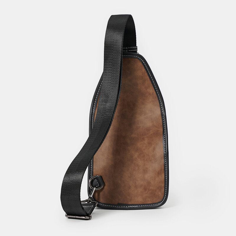 Miesten Retro Casual Vedenpitävä Suuri Tilavuus Monitoiminen Monitaskuinen Rintalaukku Pu Pehmeä Nahka Crossbody Olkalaukku