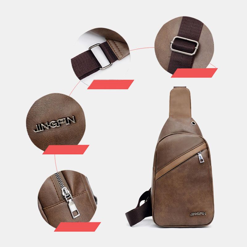 Miesten Suuren Kapasiteetin Kuulokeaukko Business Multi-tasku Crossbody Bag Rintalaukku Sling Bag