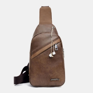 Miesten Suuren Kapasiteetin Kuulokeaukko Business Multi-tasku Crossbody Bag Rintalaukku Sling Bag