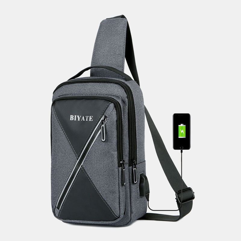 Miesten Usb-lataus Monitaskuinen Rintalaukku Oxfordin Liukumaton Kulutusta Kestävä Vedenpitävä Rento Olkalaukku Crossbody Laukut