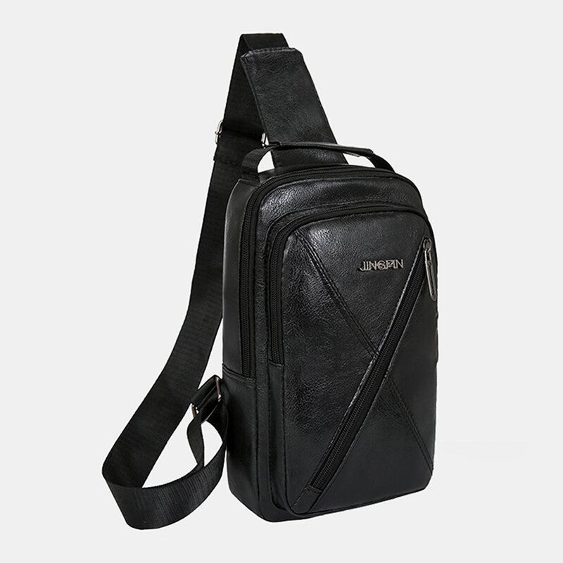 Miesten Vintage Usb-lataussuunnittelu Monitaskuinen Rintalaukku Suuri Kapasiteetti Kulutusta Kestävä Crossbody Olkalaukku