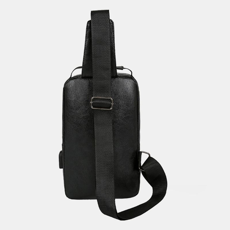 Miesten Vintage Usb-lataussuunnittelu Monitaskuinen Rintalaukku Suuri Kapasiteetti Kulutusta Kestävä Crossbody Olkalaukku