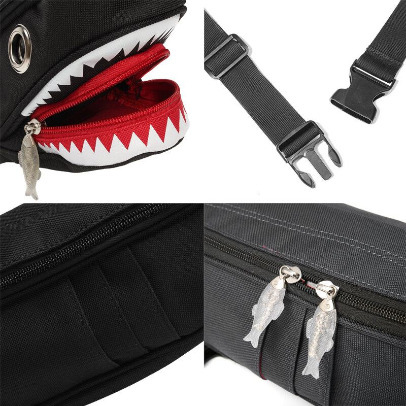 Unisex Canvas Shark Shape Monitaskuinen Rintalaukku Sarjakuva Casual Super Pehmeä Suuri Kapasiteetti Monitoimi Messenger Crossbody Laukut Olkalaukku