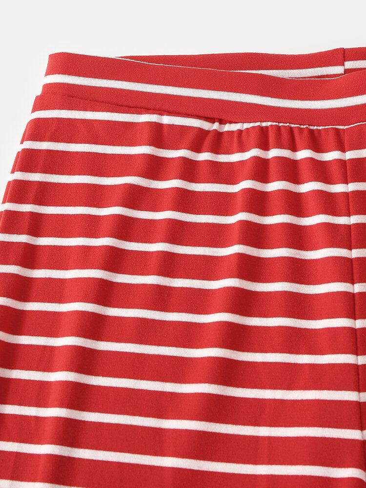 Naisten Jouluiset Raglan-hihat Pitkähihaiset Villapaita Stripe Jogger-housut Viihtyisä Koti Kaksiosainen Pyjama-setti