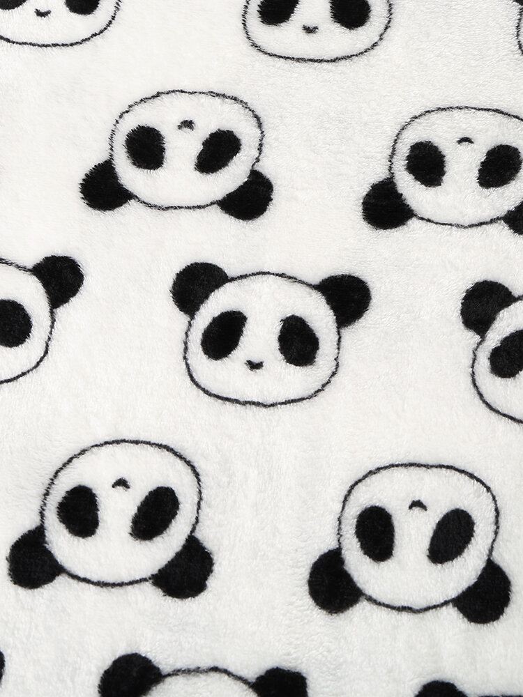 Naisten Koko Sarjakuva Panda Pitkähihainen Pehmoinen Lämmin Kotipyjamasetti