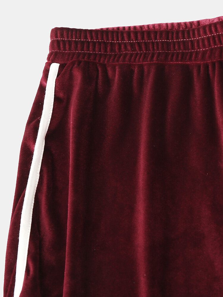 Naisten Plus Size Solid Velvet Kangaroo Taskuhuppari Löysät Shortsit Kotiin Rento Pyjamasetti