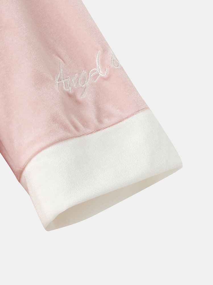 Naisten Velour Contrast V-kaula Kirjekirjonta Mansetti Cozy Pyjamasetit