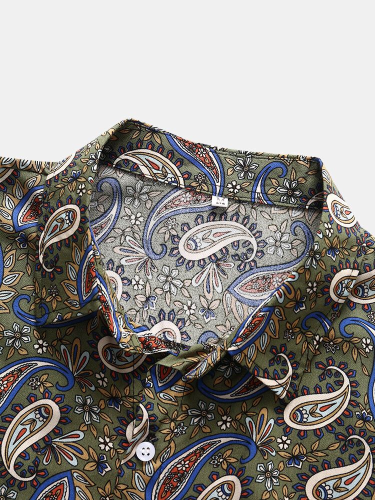 Miesten Allover-kukkahousut Paisley Print Holiday Lyhythihaiset Paidat