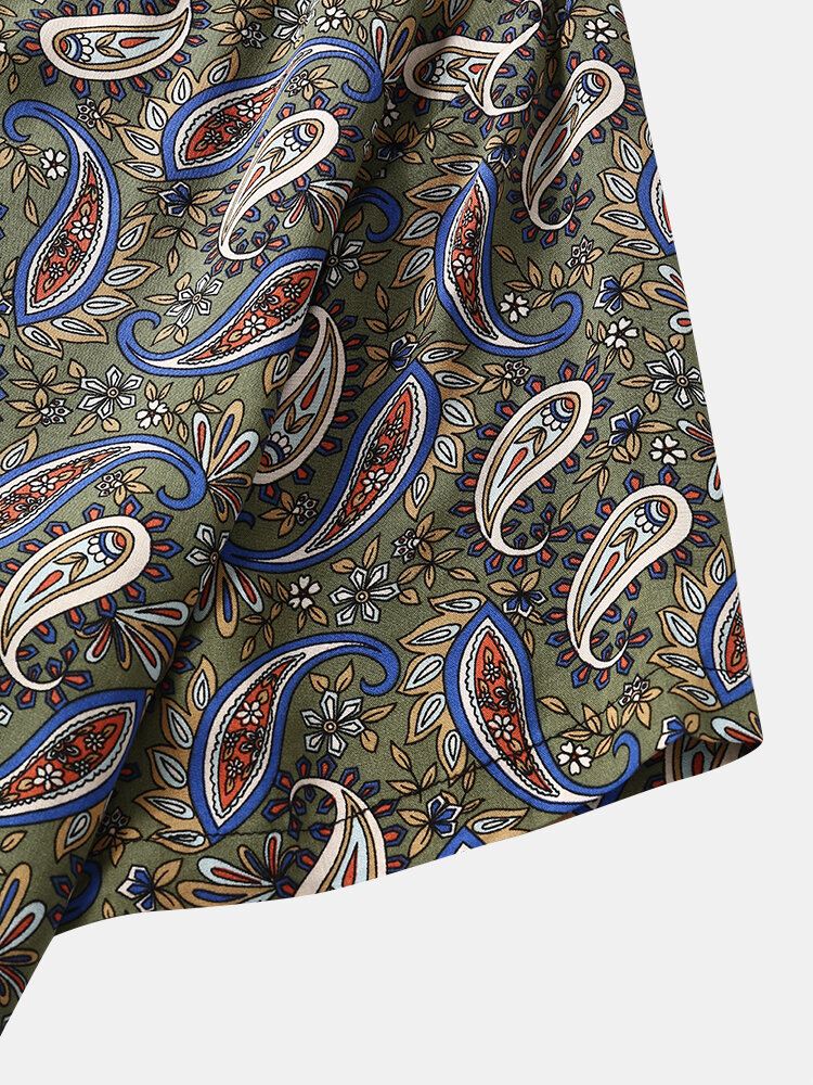 Miesten Allover-kukkahousut Paisley Print Holiday Lyhythihaiset Paidat