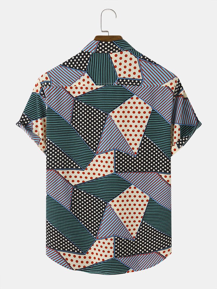 Miesten Block-raidalliset Polkadot Print-paidat