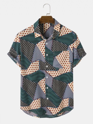 Miesten Block-raidalliset Polkadot Print-paidat