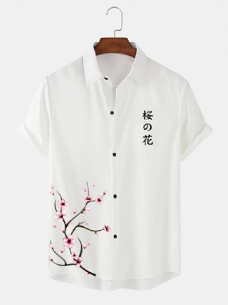 Miesten Cherry Blossom Print Lyhythihaiset Paidat