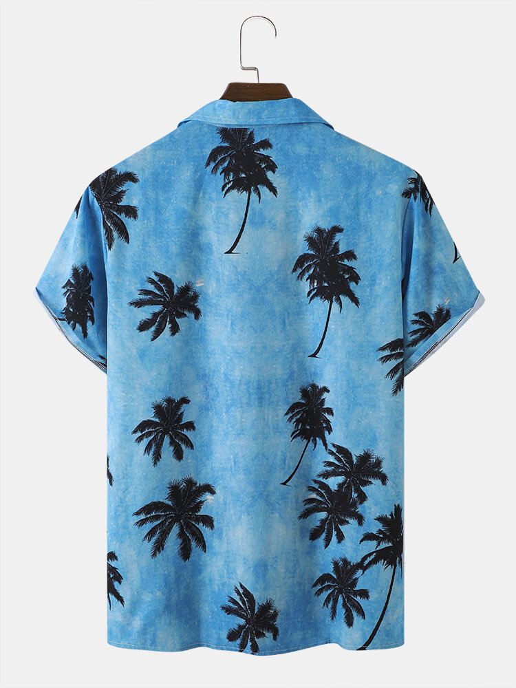 Miesten Coconut Tree Hawaii Style Rento Ihoystävällinen Kaikki Yhteensopivat Pehmeät Paidat