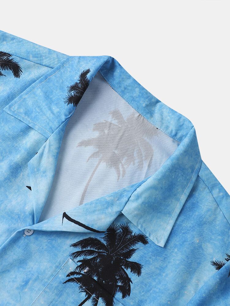 Miesten Coconut Tree Hawaii Style Rento Ihoystävällinen Kaikki Yhteensopivat Pehmeät Paidat