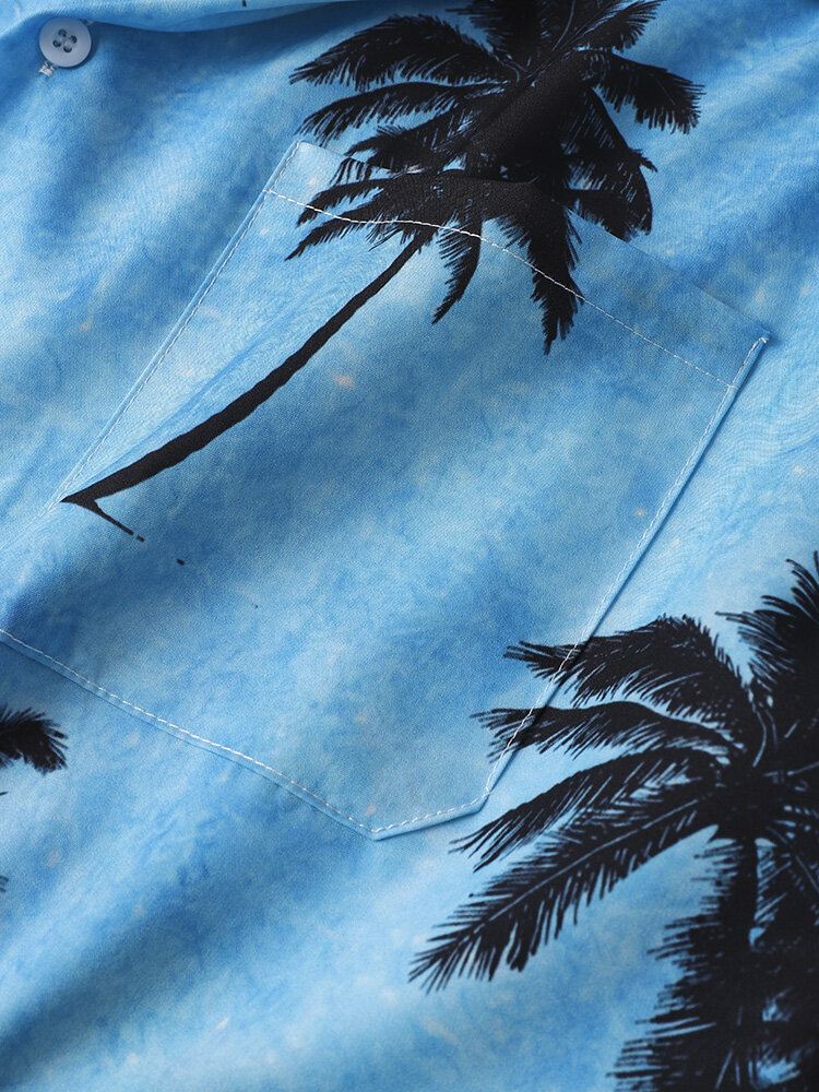 Miesten Coconut Tree Hawaii Style Rento Ihoystävällinen Kaikki Yhteensopivat Pehmeät Paidat