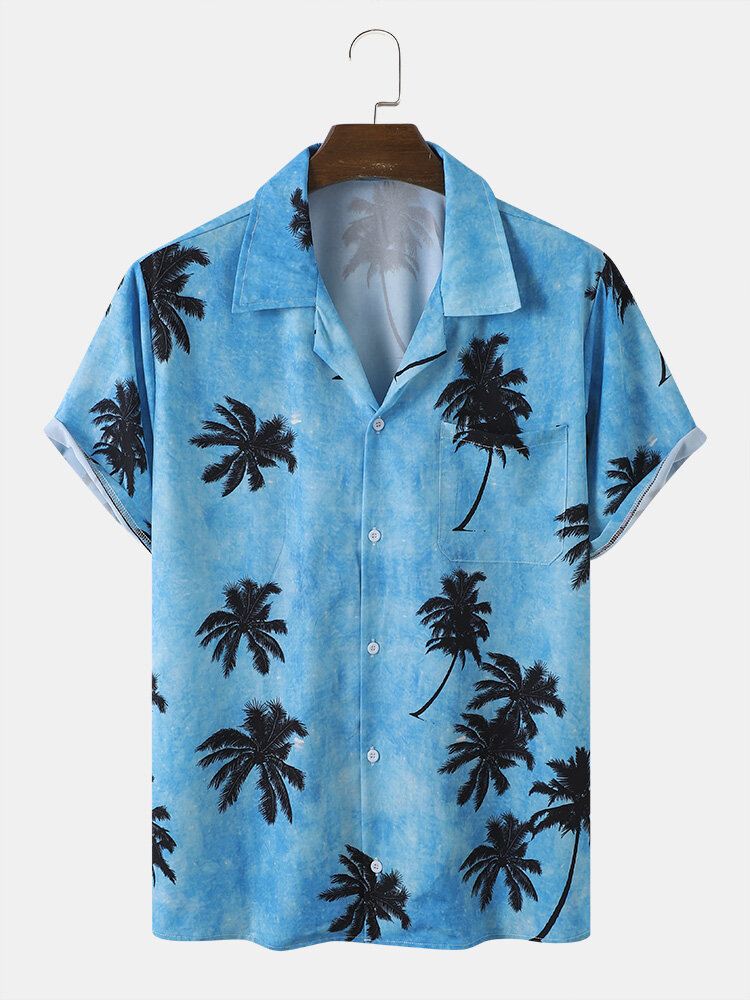 Miesten Coconut Tree Hawaii Style Rento Ihoystävällinen Kaikki Yhteensopivat Pehmeät Paidat