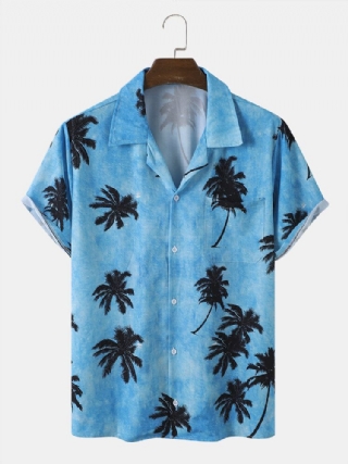 Miesten Coconut Tree Hawaii Style Rento Ihoystävällinen Kaikki Yhteensopivat Pehmeät Paidat