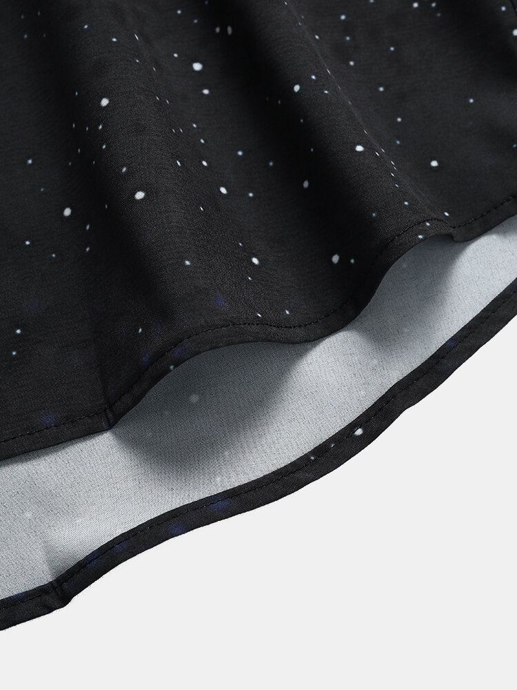 Miesten Galaxy Planet Print Black Lapel Paidat