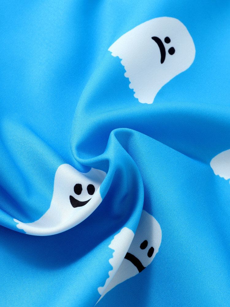 Miesten Halloween All Over Ghost Print Button Rento Lyhythihaiset Paidat