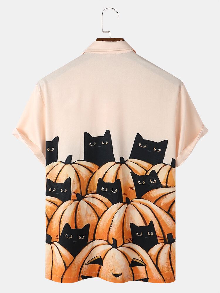 Miesten Halloween Pumkpin Cat Cartoon-paidat