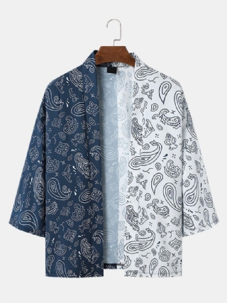 Miesten Kaksisävyinen Paisley Print Avoin Löysä Kimono