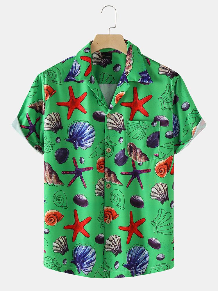 Miesten Loma Starfish Ocean Element Print Revere-kauluspaidat