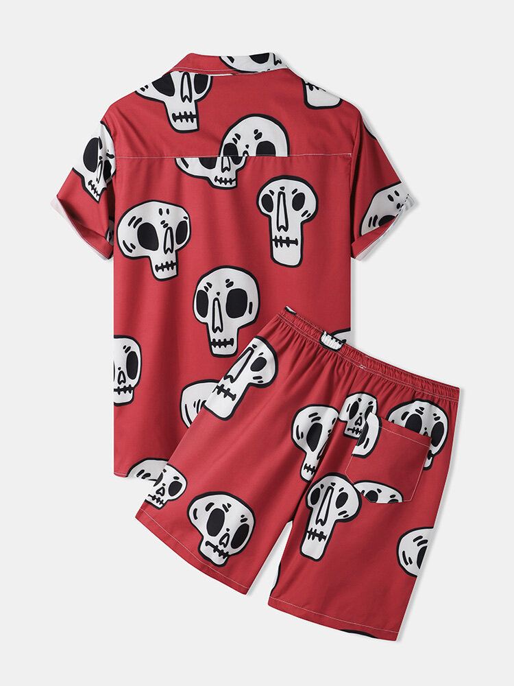 Miesten Skeleton Print Paidat Shortsit Kaksiosaiset Asut