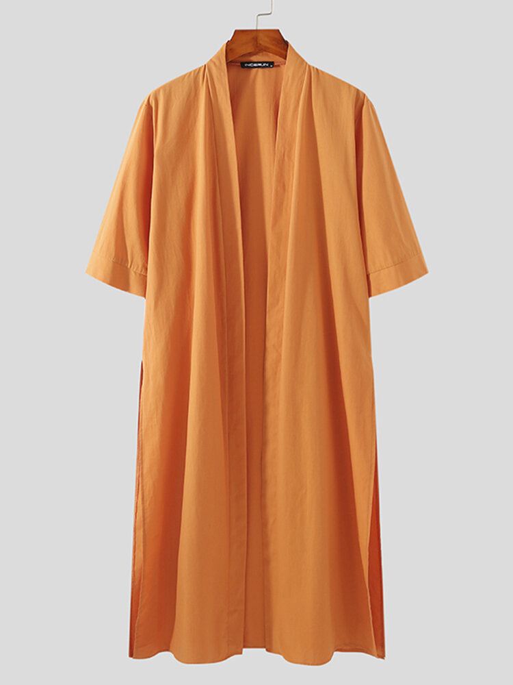 Miesten Solid Avoin Edestä Jaettu Rento Kaftan Pitkälinjainen Kimono