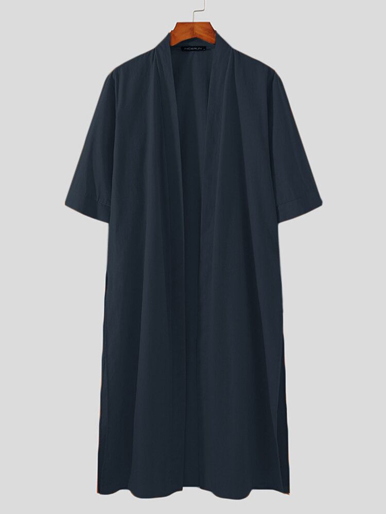 Miesten Solid Avoin Edestä Jaettu Rento Kaftan Pitkälinjainen Kimono