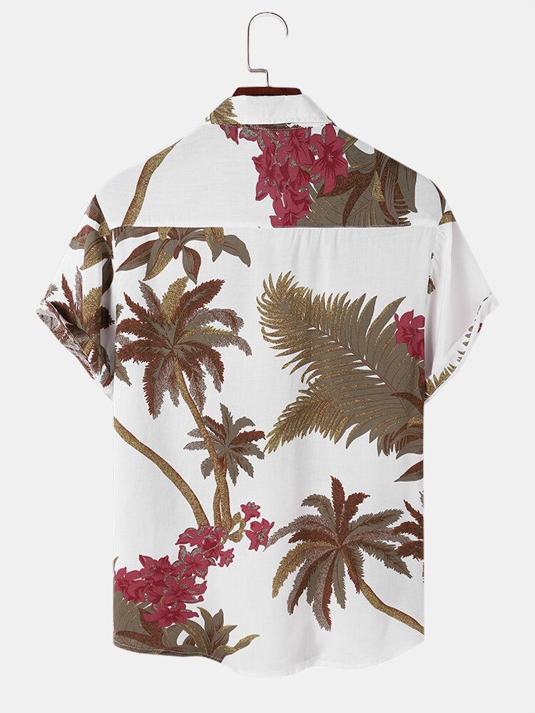 Miesten Tropical Leaf Hawaii Style Rento Ihoystävällinen Yhteensopivia Pehmeitä Paidat